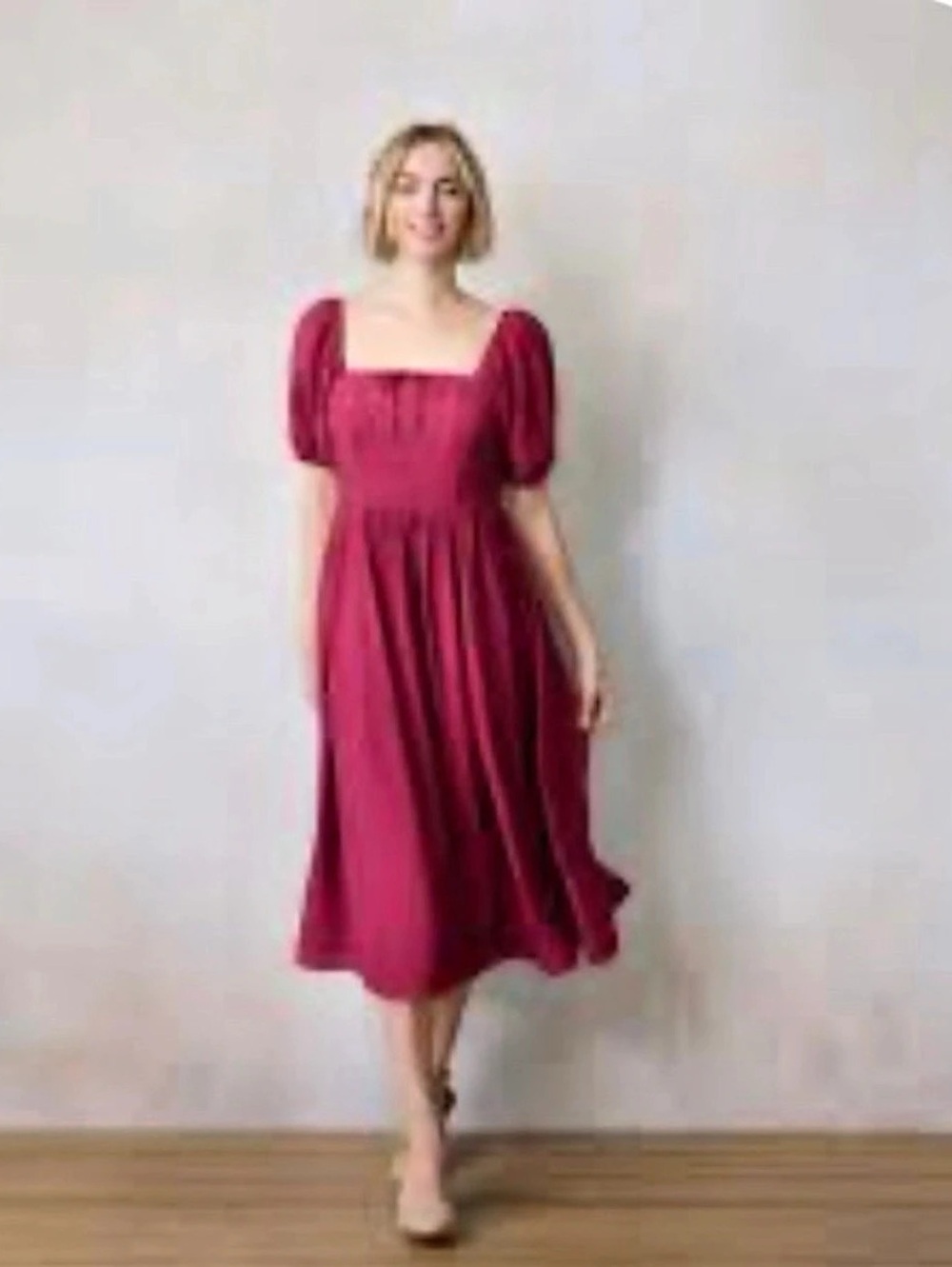 NEW…LC Lauren Conrad Square Neck Puff Sleeve Midi Dress